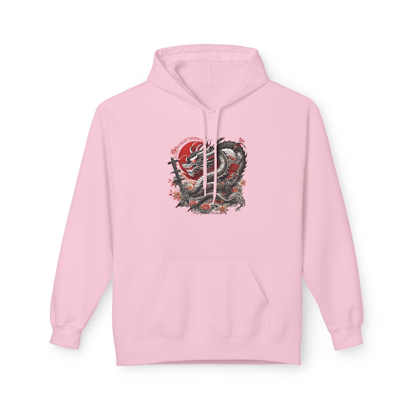 Koi Dragon Hoodie - Japanese Tattoo Style, Red Black - Unisex Sweatshirt