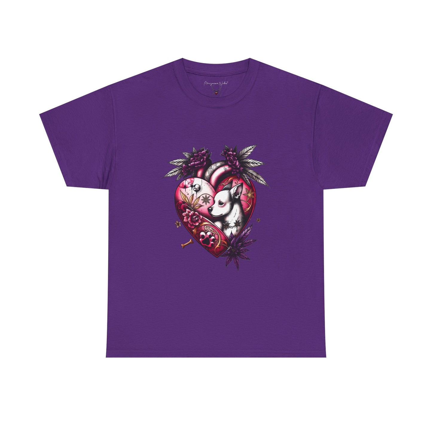 I Love Dogs - Chihuahua Valentine Heart Tee — Gothic Floral Dog Graphic Unisex T-Shirt