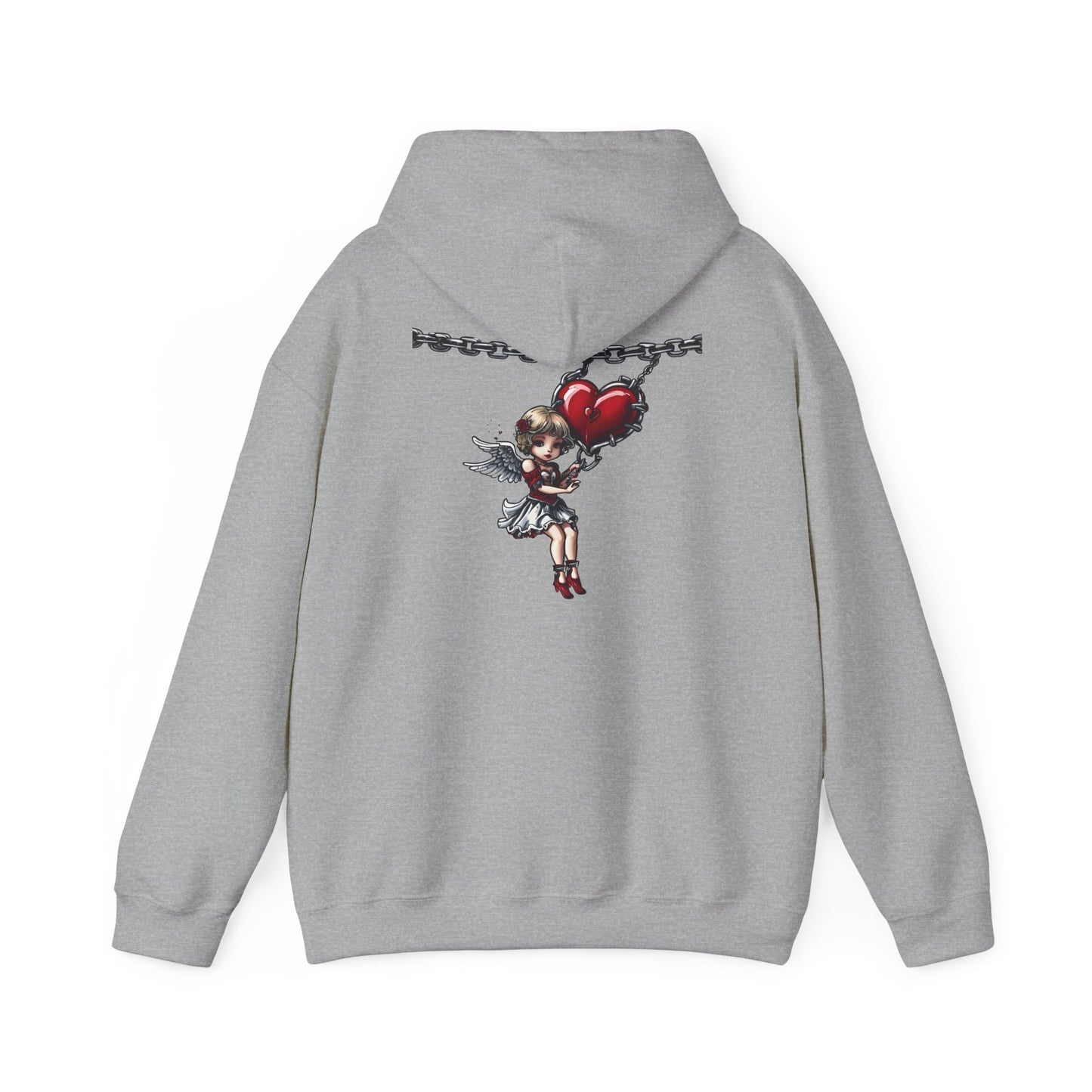 Cupid Girl Heart Necklace Hoodie – Cute Romantic Graphic Unisex Sweatshirt