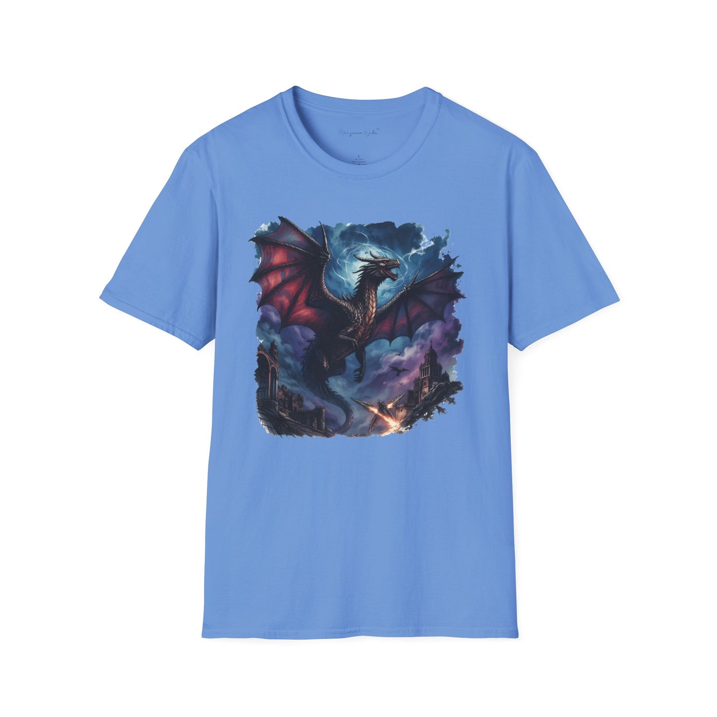Dragon Night Above the Tower Unisex T-Shirt — Fantasy Dragon Artwork Tee