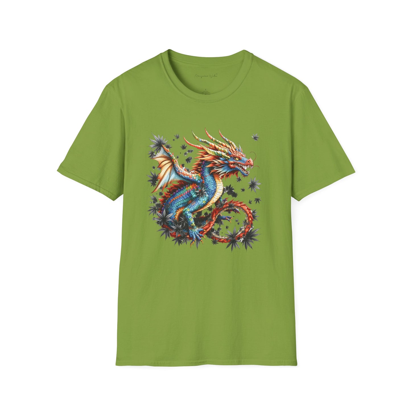 Dragon in Leaves Unisex T-Shirt — Colorful Dragon Graphic Tee