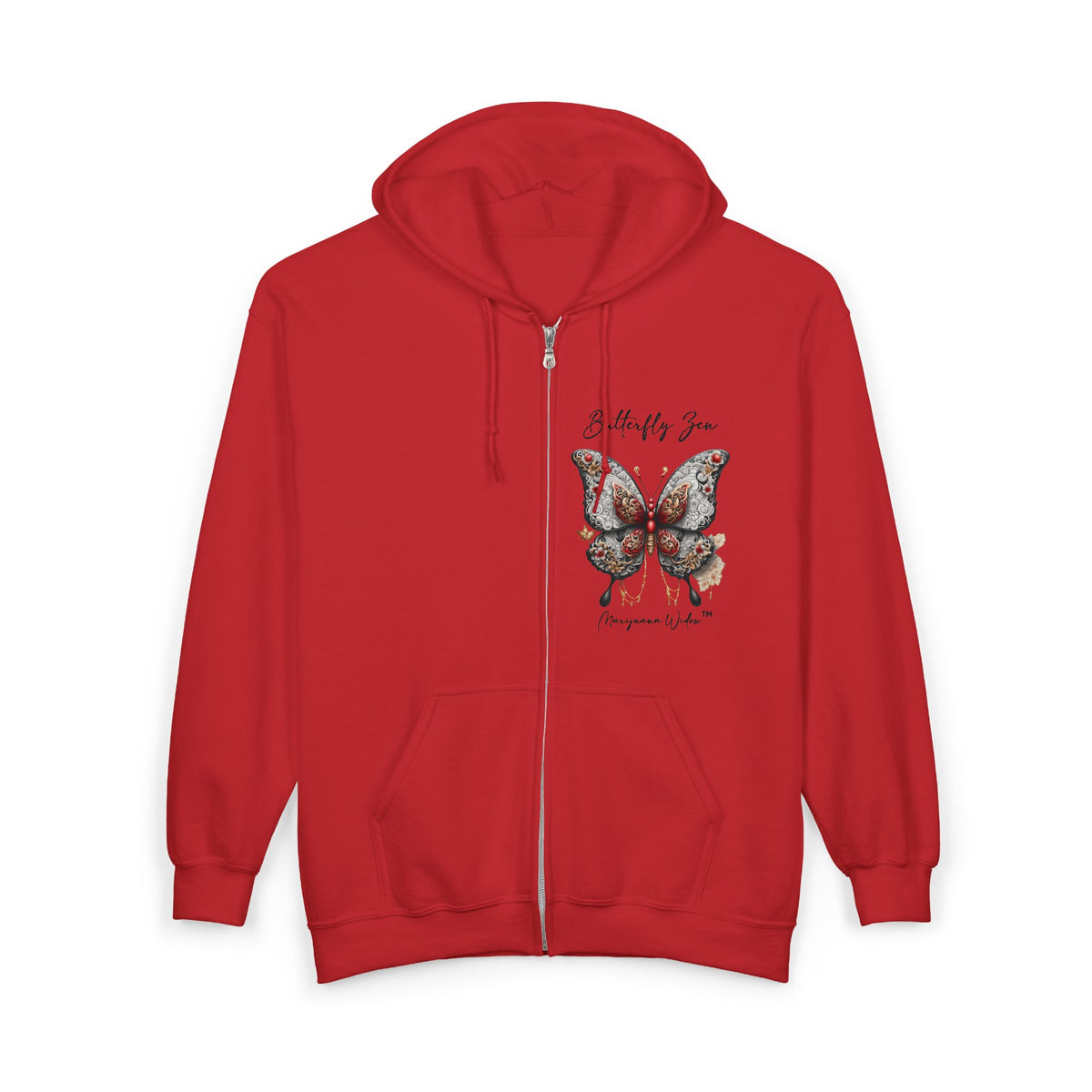 Zen Destiny - Moon & Butterfly Unisex Zip Hoodie - Marijuana Widow