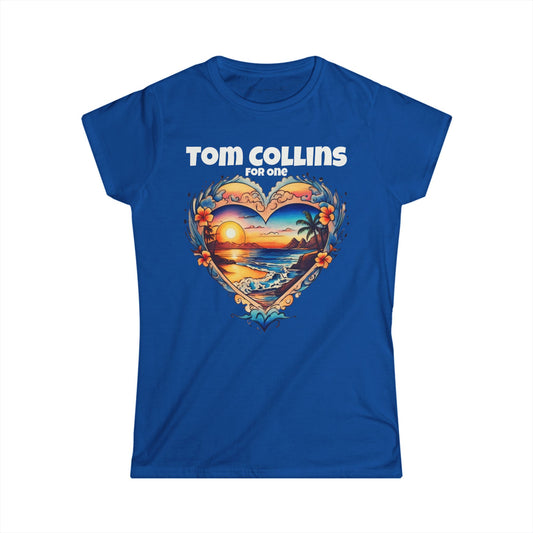 Tom Collins For One - Sunset Heart Women's T‑Shirt — Tropical Beach Graphic Tee