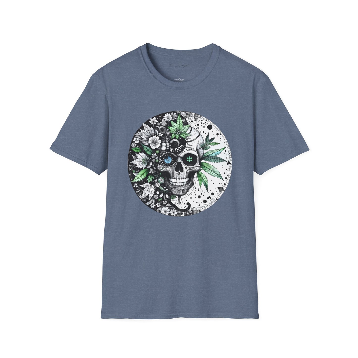Skull Floral Tee — 'Widow' Botanical Day of the Dead Graphic Unisex Soft T-Shirt