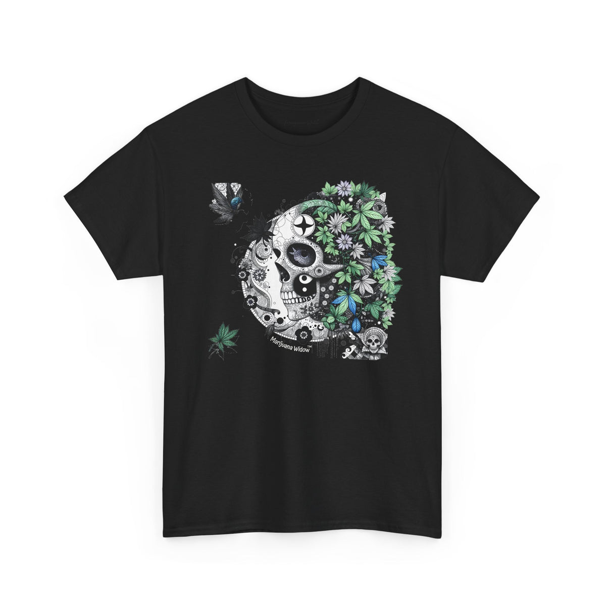 Blowing in the Wind - Skull and Leaves Unisex T-Shirt - Marijuana Widow