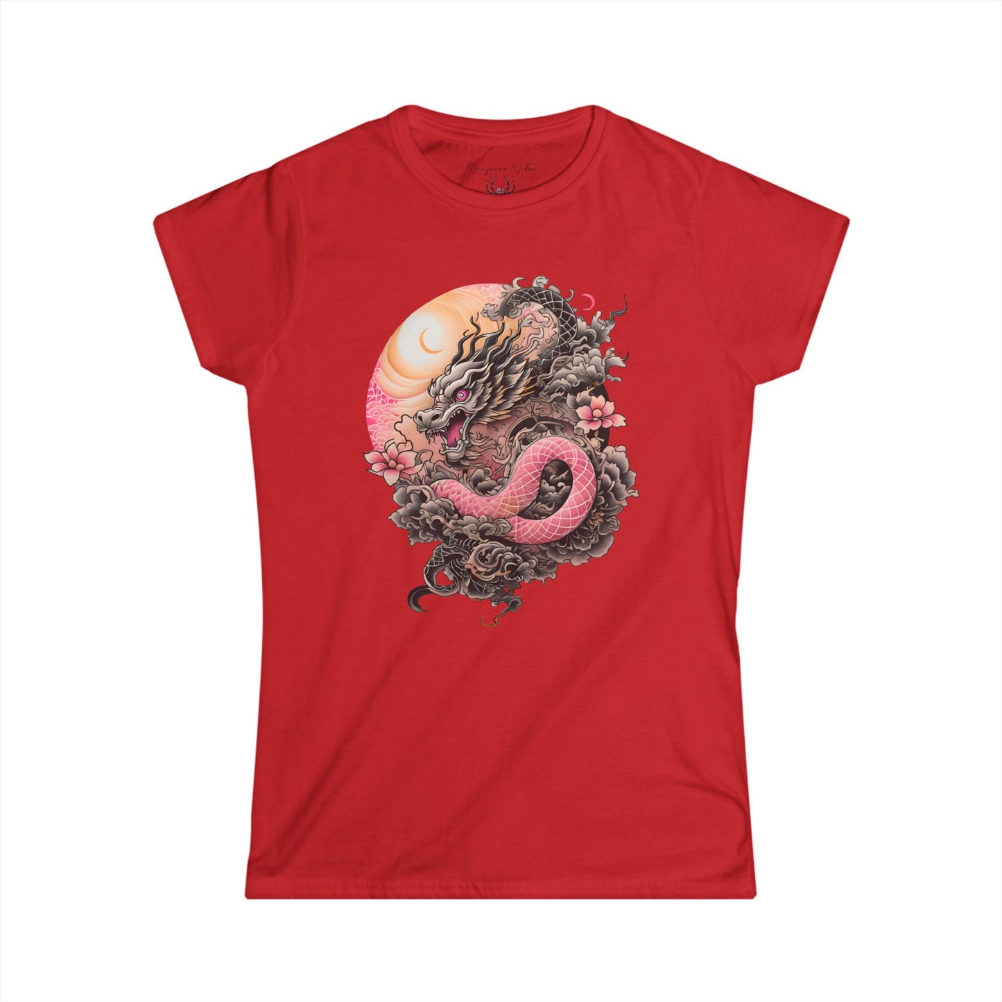 Dragon Serpent Tee — Pink Asian Dragon Graphic Women's T-Shirt