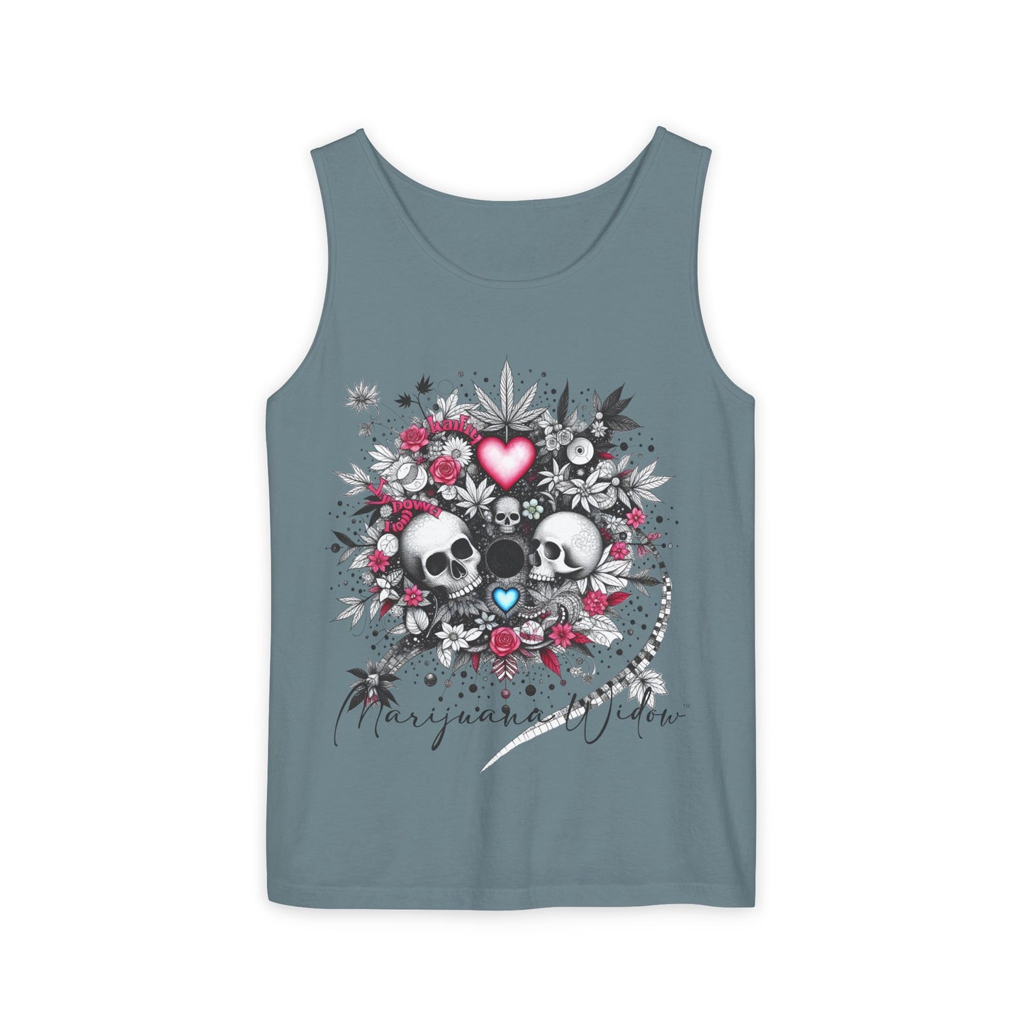 Skull & Roses Tank Top — Romantic Gothic Floral Graphic - Unisex Tank Top
