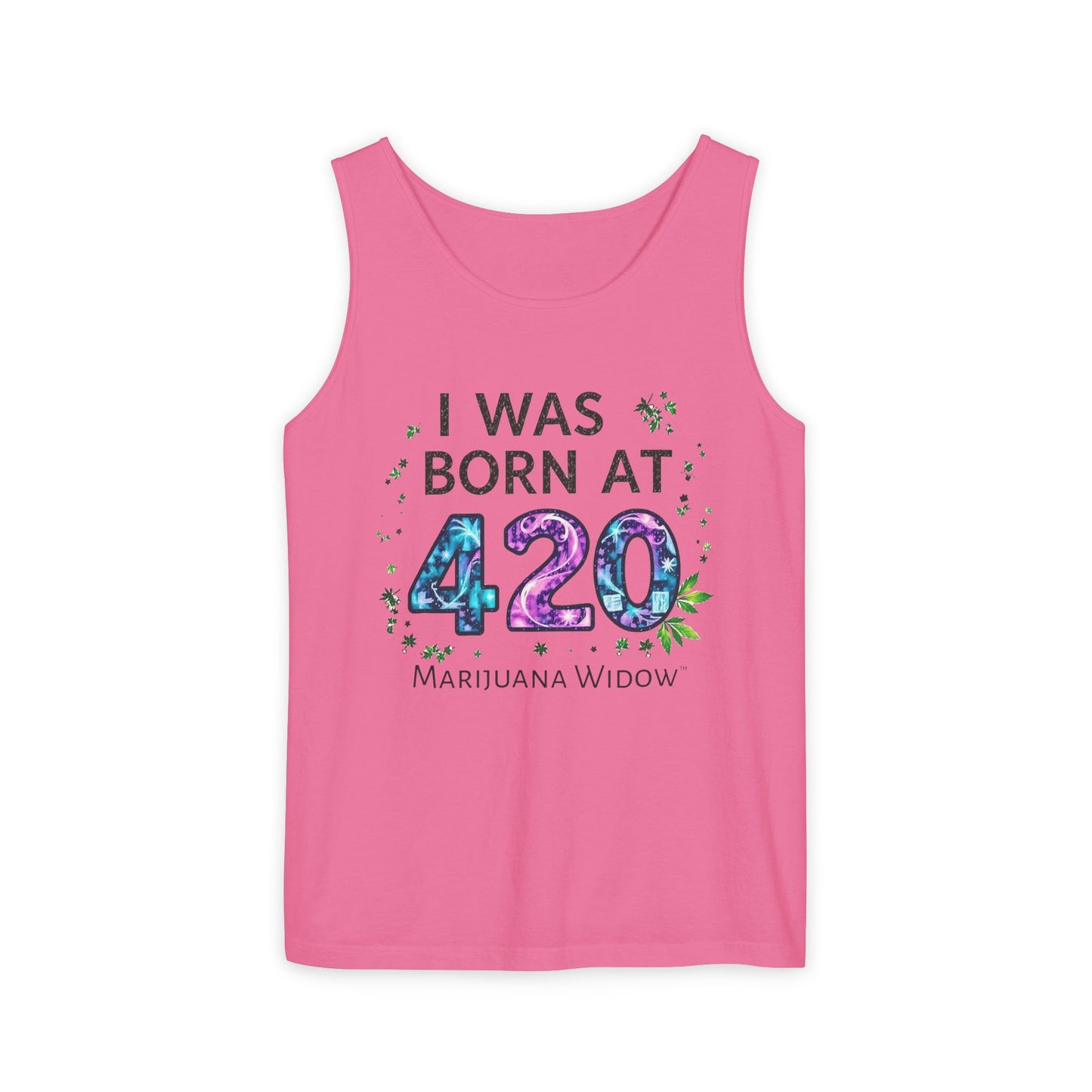 Born at 4/20 Tank Top – 'I Was Born At 420' Cannabis Graphic Tank - Unisex Tank Top