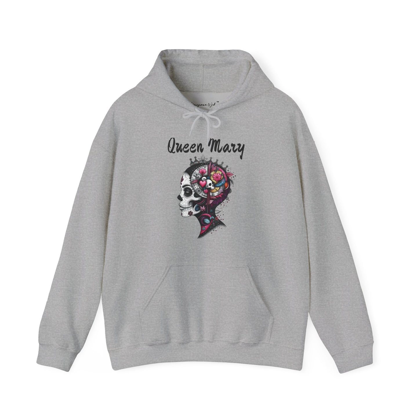 Queen Mary - Skull Floral Leaf Ying Yang Hoodie — Gothic Day of the Dead Style Sweatshirt