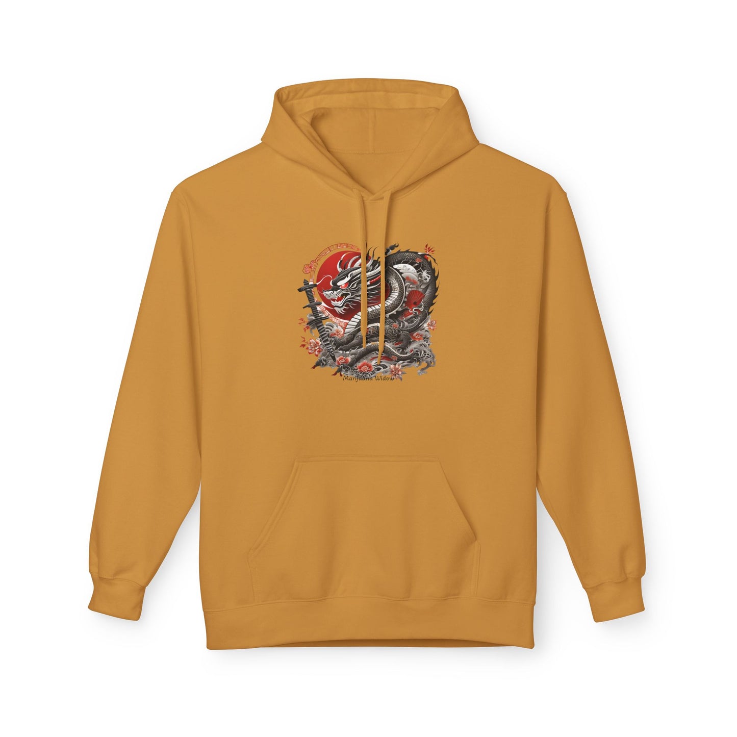Koi Dragon Hoodie - Japanese Tattoo Style, Red Black - Unisex Sweatshirt