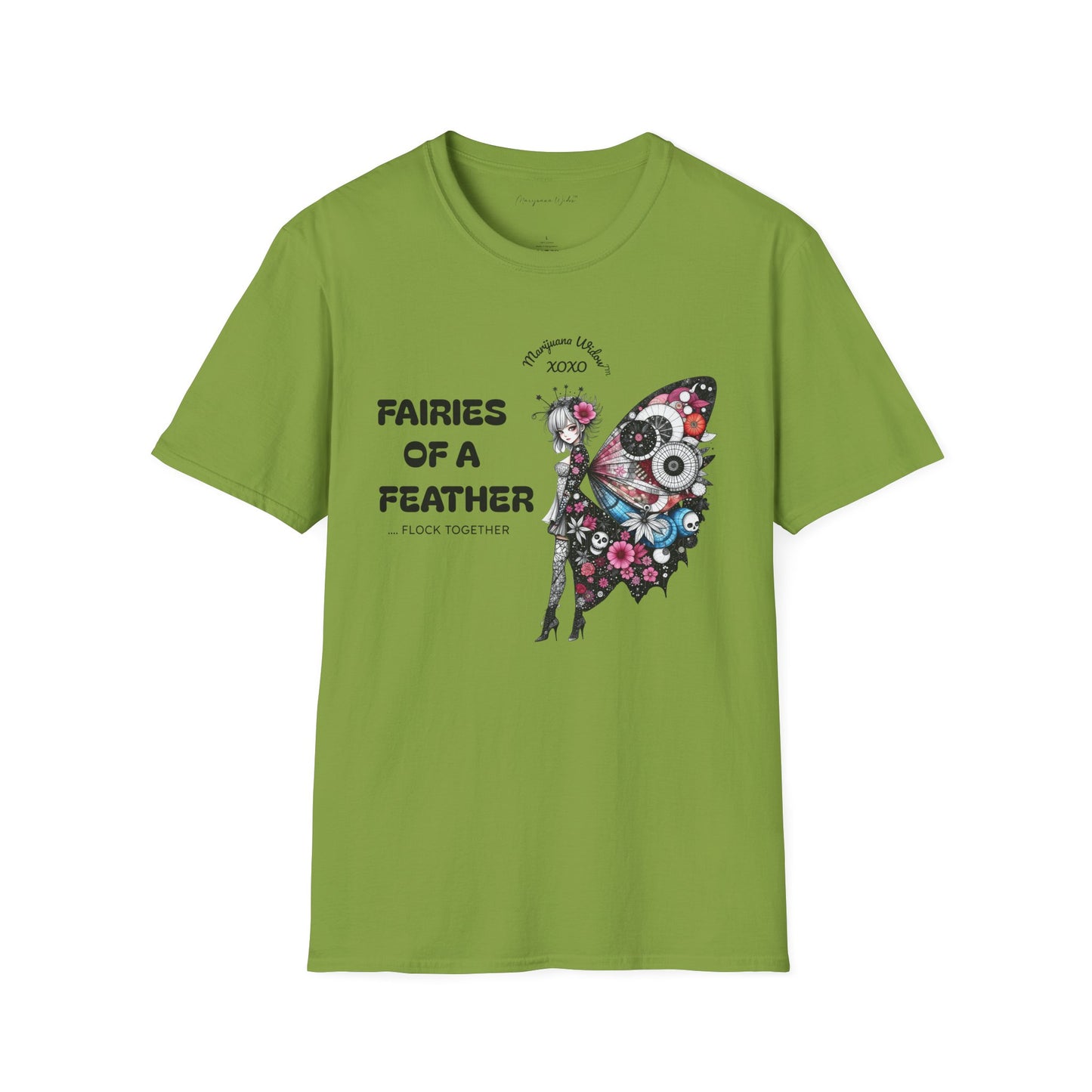 Fairies of a Feather T-Shirt — Floral Skull Wing Graphic Unisex Tee