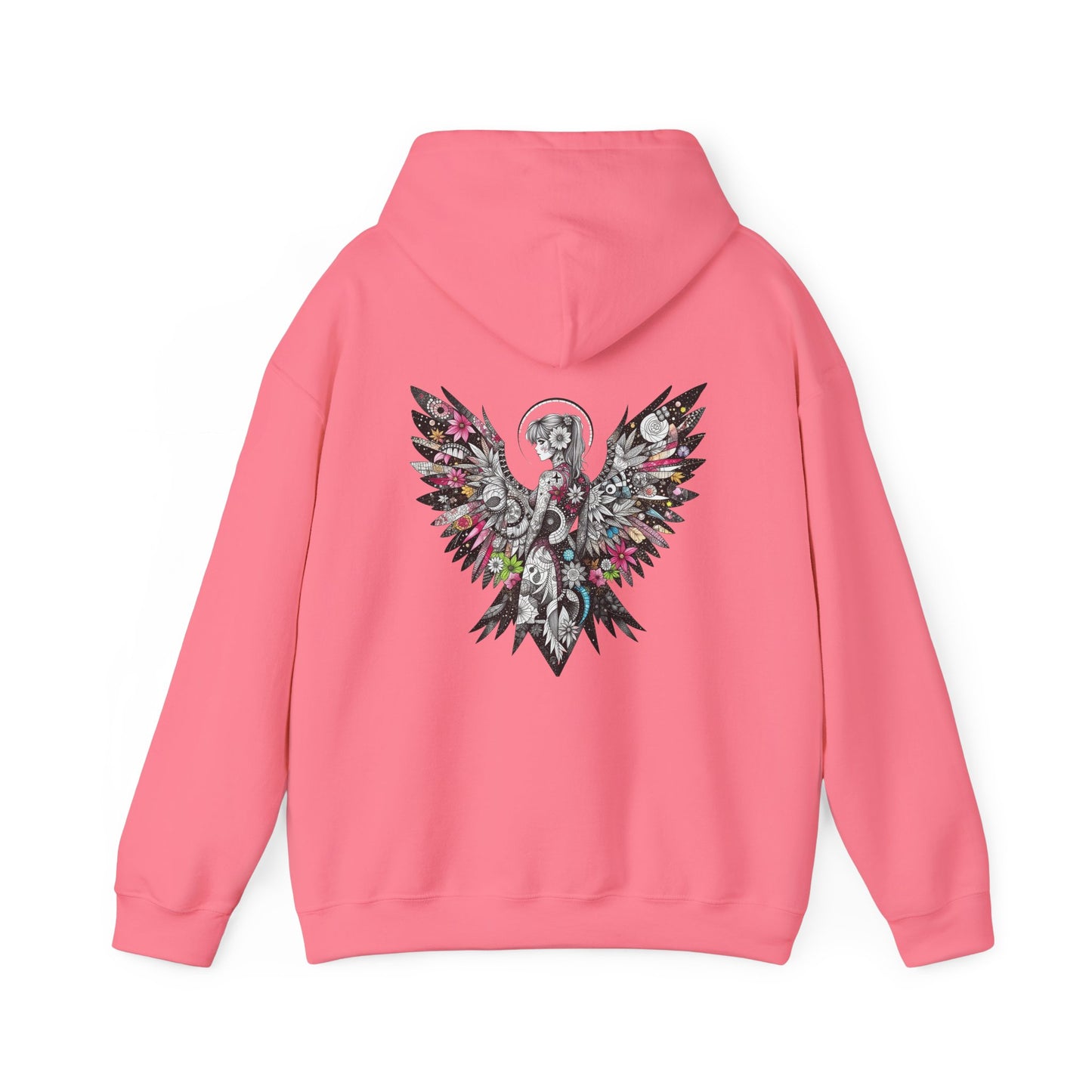 Angel Wings - Floral Skull Raven Hoodie — Gothic Boho Wings Pullover