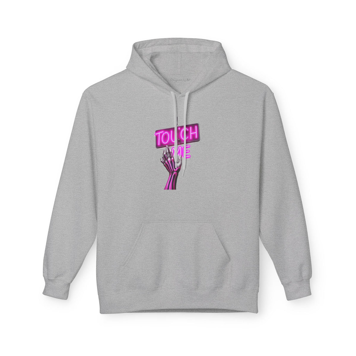 Touch Me Hoodie - Pink Neon Sign — Retro Pink Graphic Pullover - Marijuana Widow
