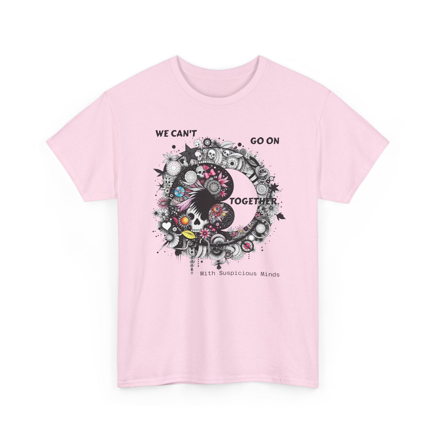 We Can't Go on Together - Ying Yang Floral Skull T-Shirt- Gothic Boho Graphic Unisex Tee