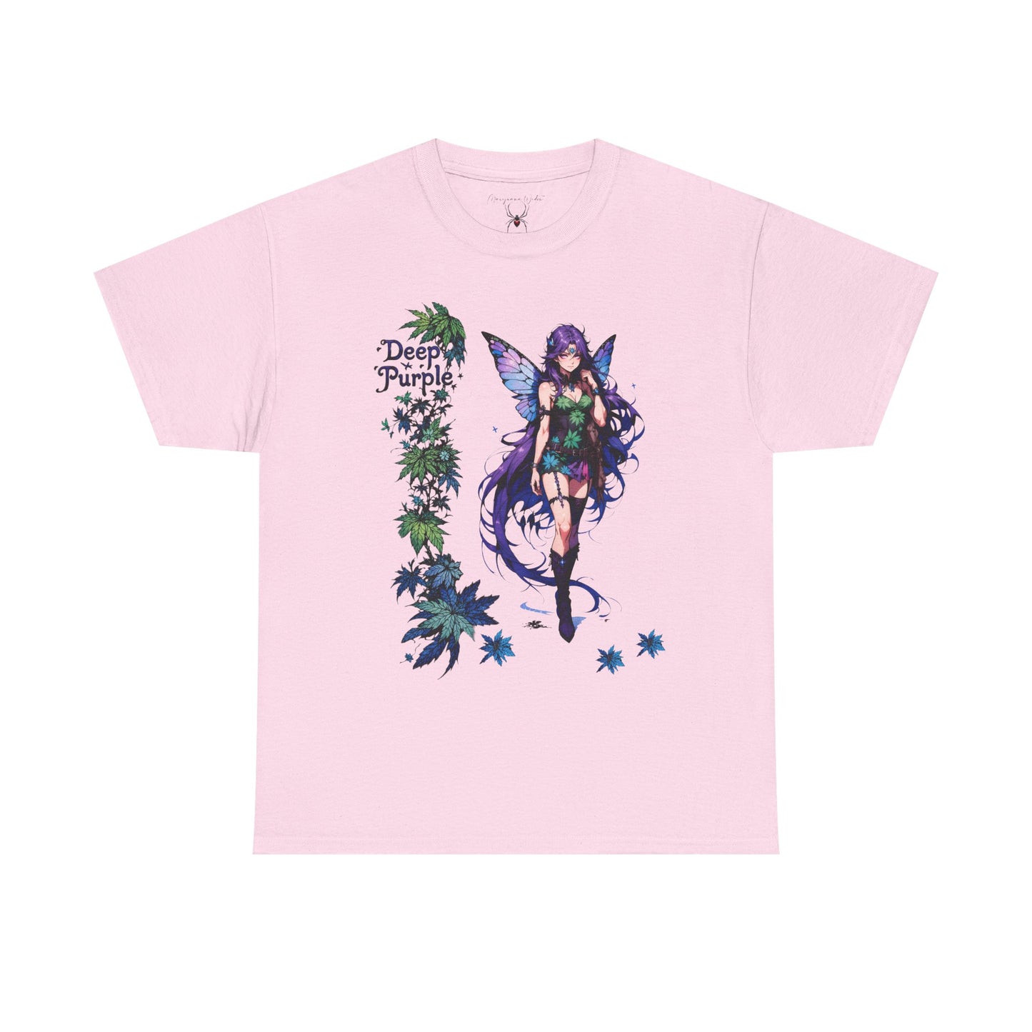 Deep Purple - Fairy Anime T-Shirt — Purple Winged Fairy Illustration