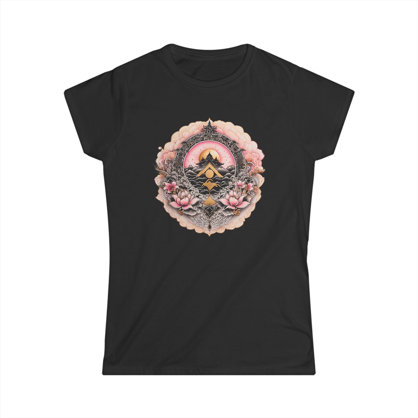 Tranquil Mountain Morning — Boho Sunrise Nature Graphic - Women's Tee