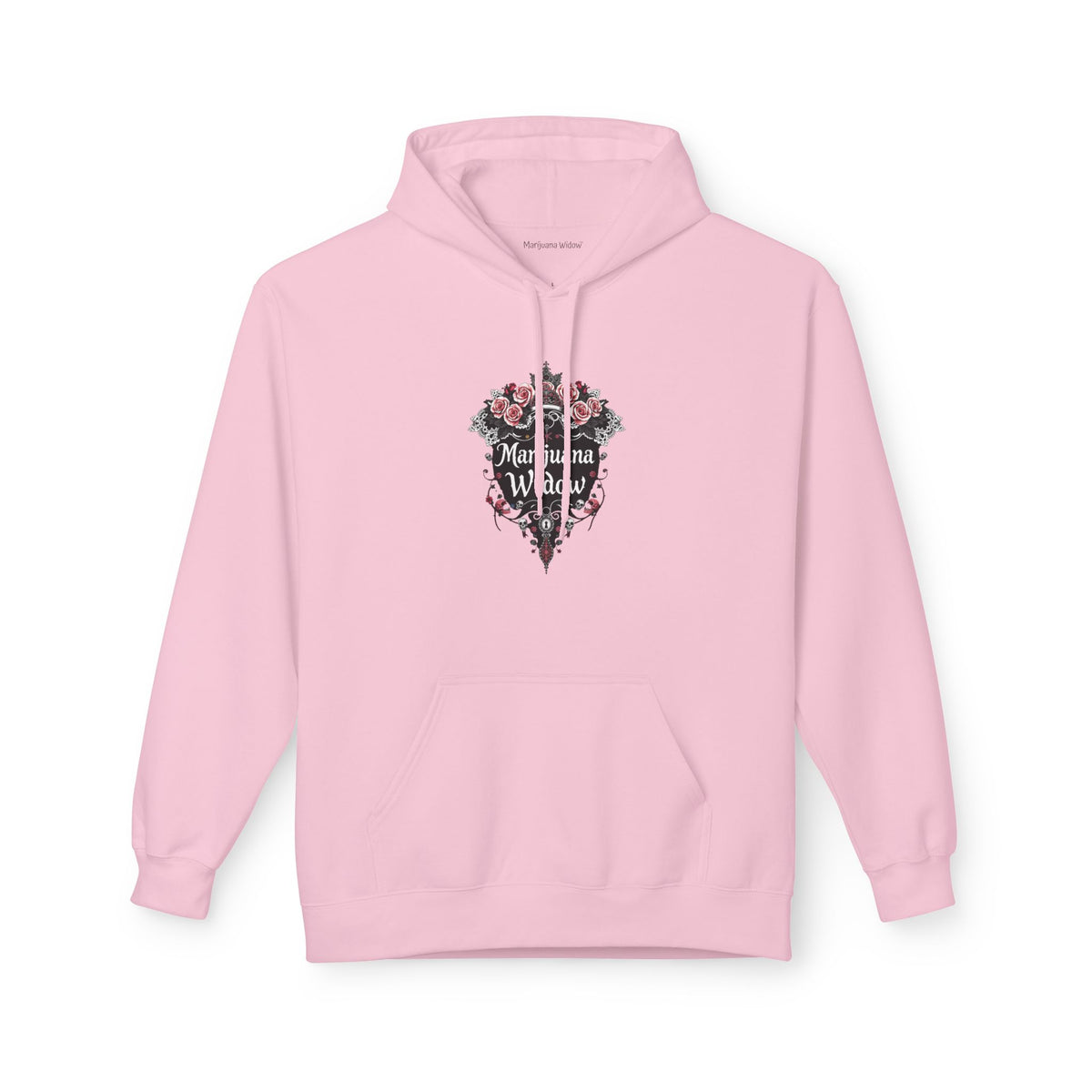 Marijuana Widow "Unlock My Heart" Hoodie - Pink Rose Covered Secret Lock Adorned with Skulls
