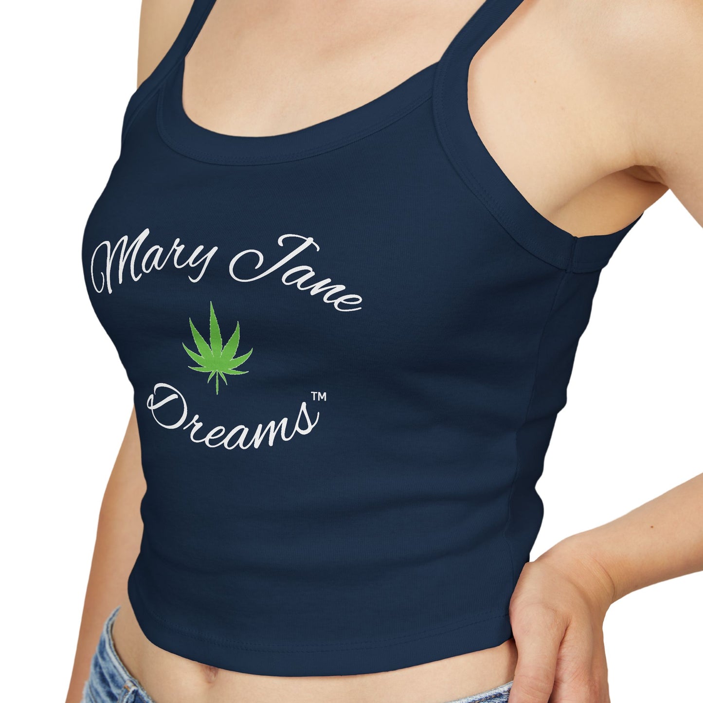 Mary Jane Dreams Tank Top Simple Leaf — Women's Spaghetti Strap Crop