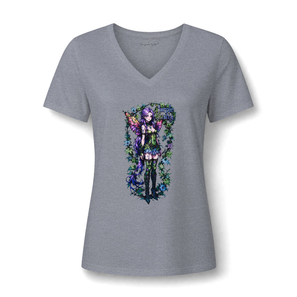 Fairy Anime Purple Kushy - V-Neck Women's Tee - Marijuana Widow