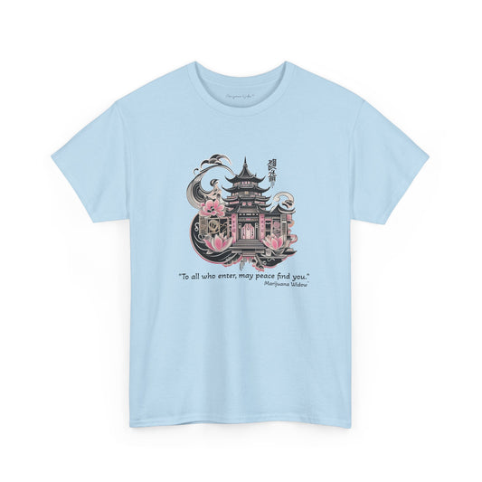 Japanese Temple Sakura T‑Shirt — Pagoda with Cherry Blossoms - Unisex T-Shirt