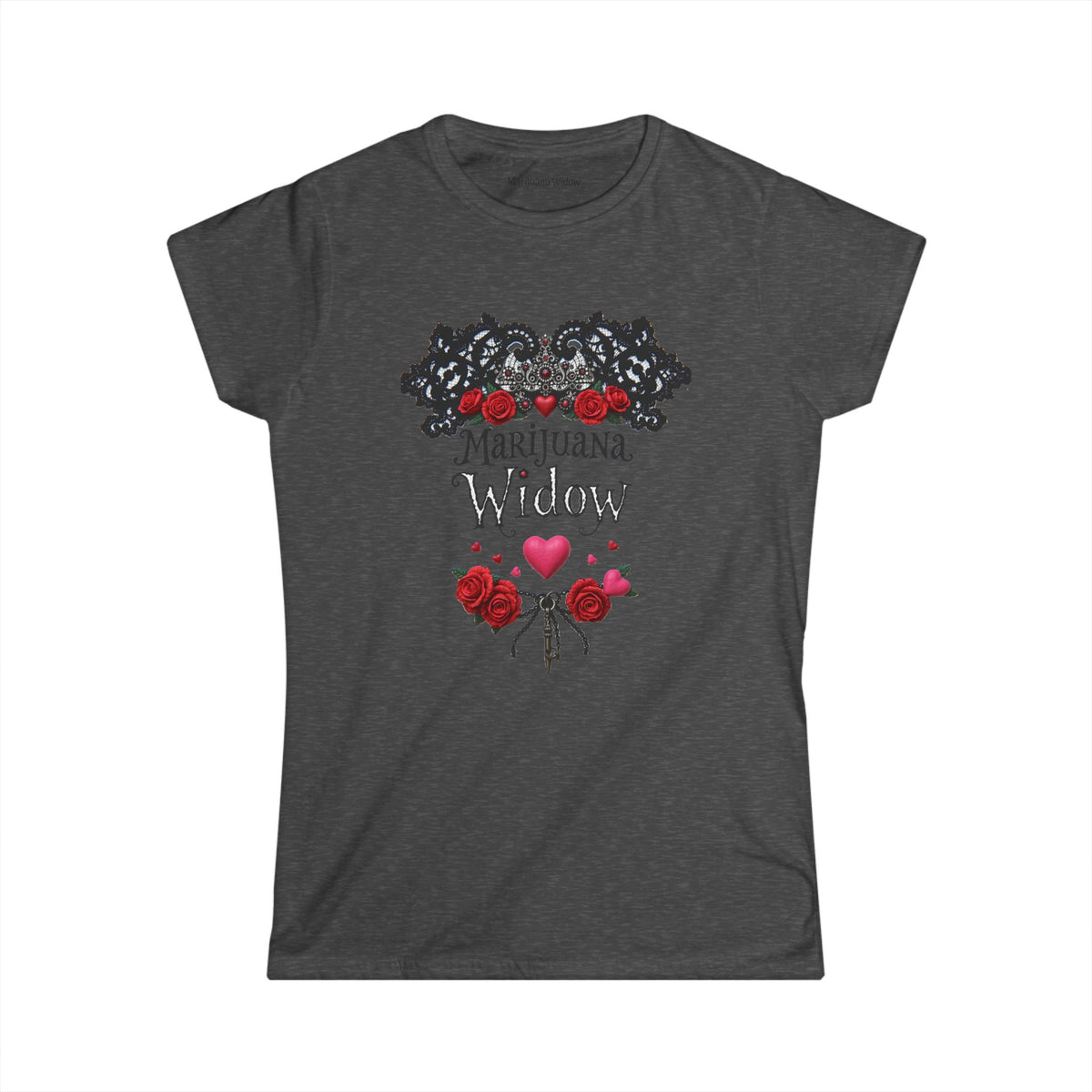 Marijuana Widow "Nobility" Women's Tee - Roses Hearts Lace Graphic T-Shirt