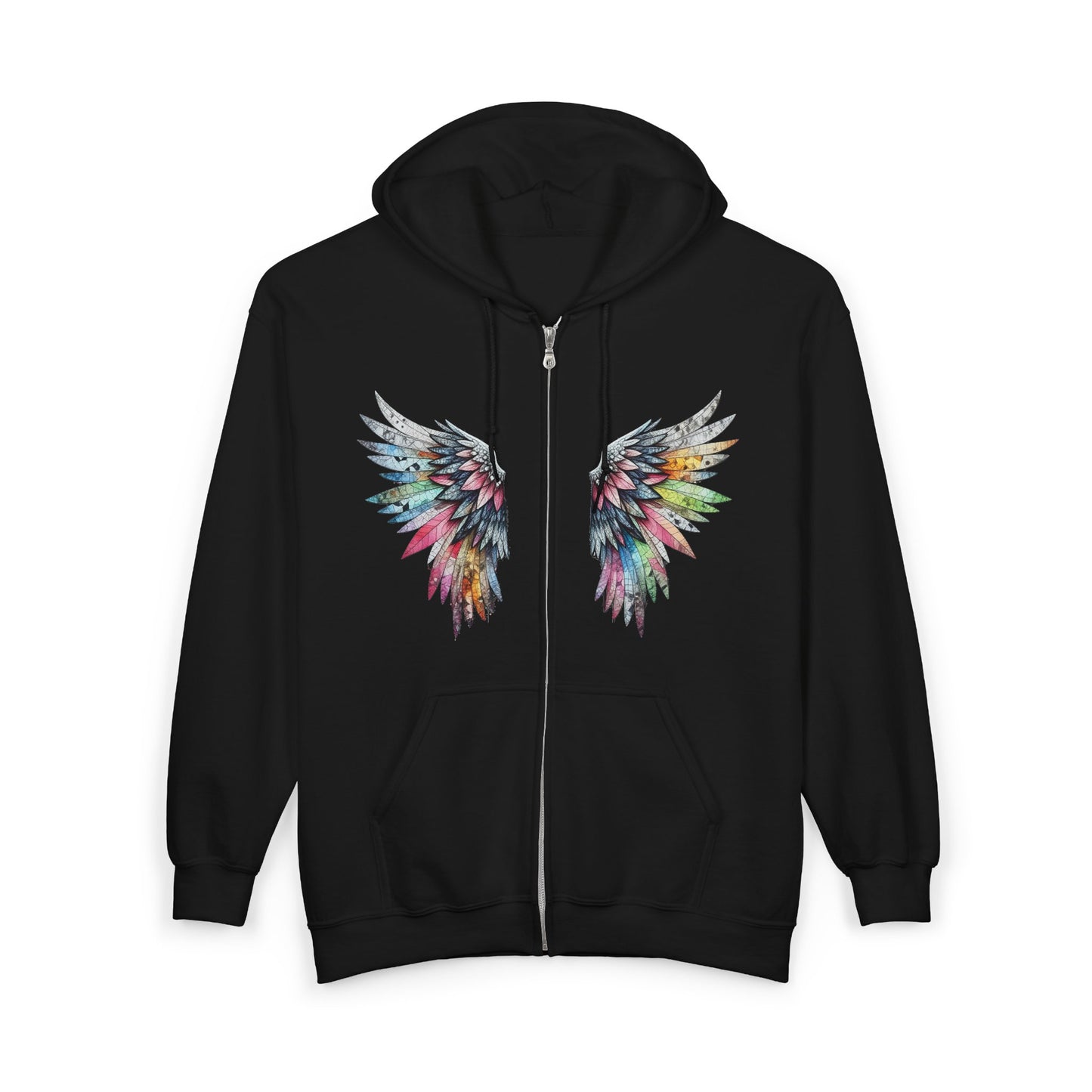 Angel Wings – Watercolor Feathered Wing Design - Full-Zip Hoodie