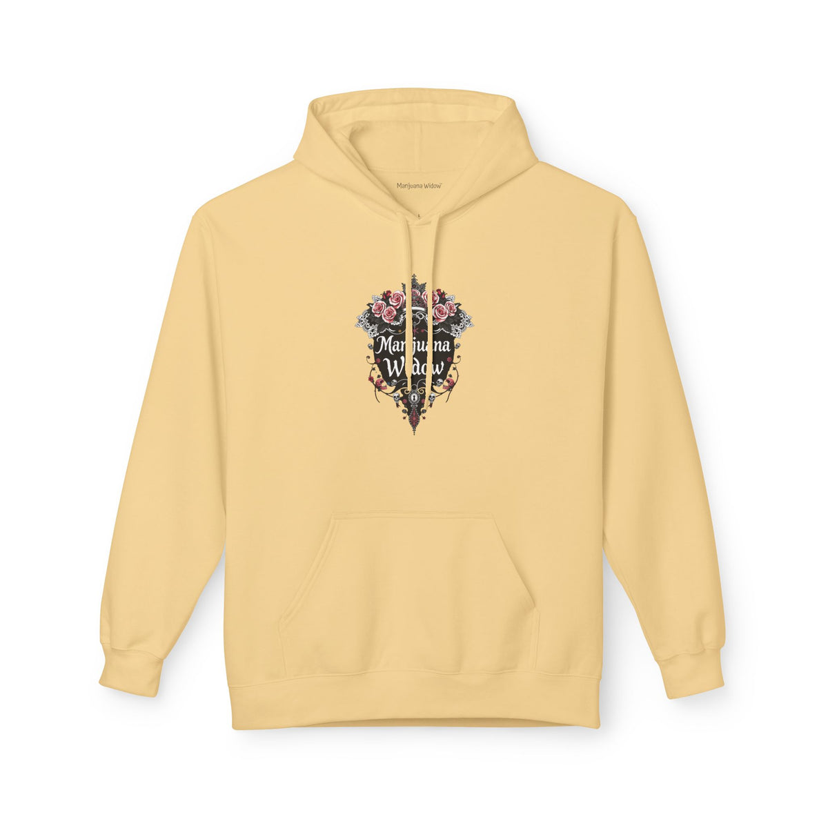 Marijuana Widow "Unlock My Heart" Hoodie - Pink Rose Covered Secret Lock Adorned with Skulls