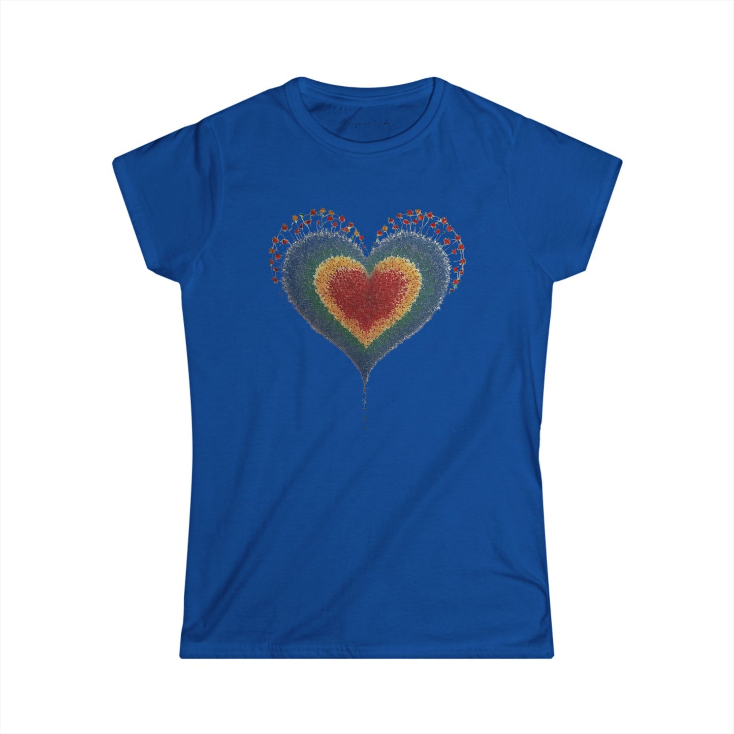 Heart Watercolor Tee — Rainbow Distressed Heart Graphic Women's Tee