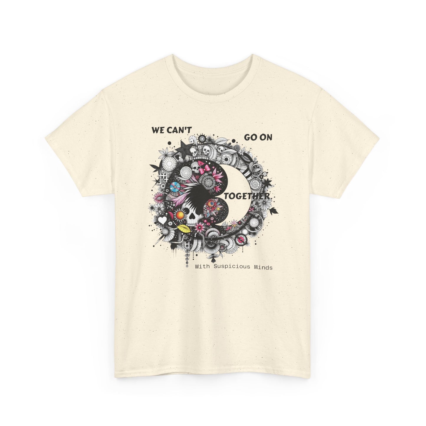 We Can't Go on Together - Ying Yang Floral Skull T-Shirt- Gothic Boho Graphic Unisex Tee