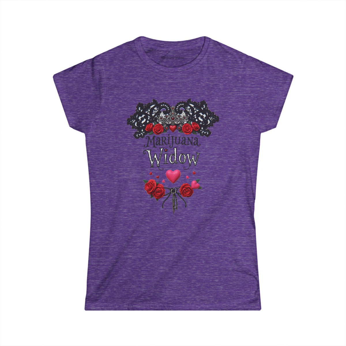 Marijuana Widow "Nobility" Women's Tee - Roses Hearts Lace Graphic T-Shirt