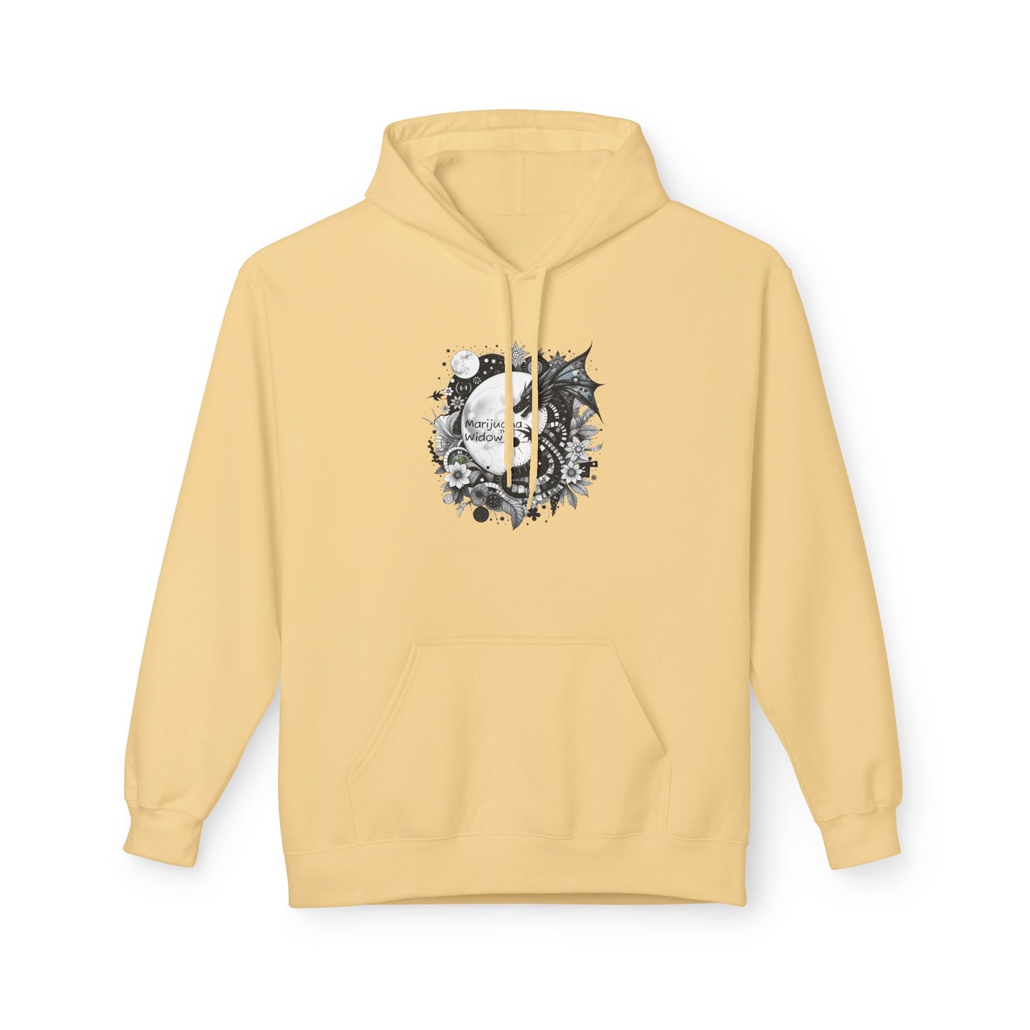 Midnight Garden Hoodie — Black & Green Fantasy Dragon Sword Unisex Hoodie