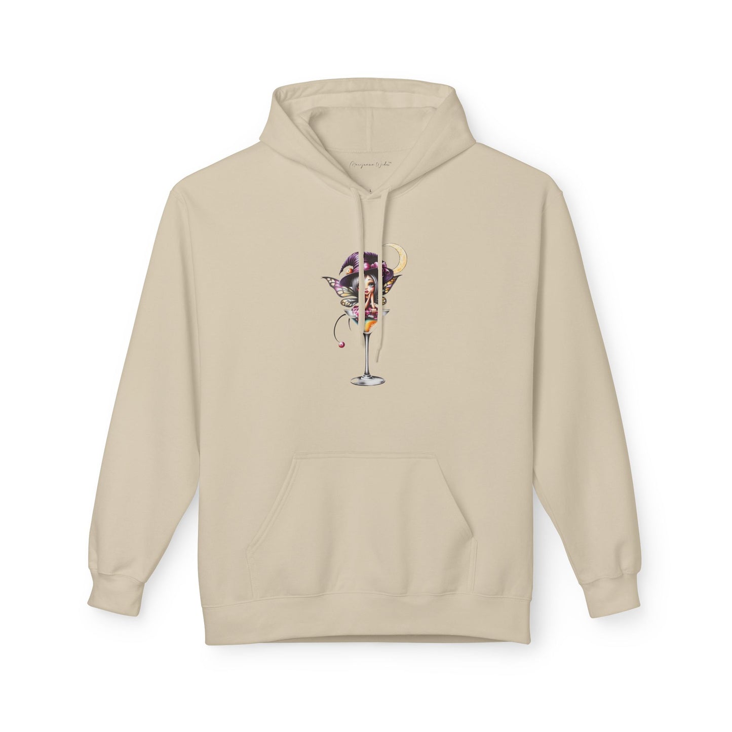 Halloween Fairy - Martini Bath Graphic Unisex Hoodie — Retro Cocktail Illustration