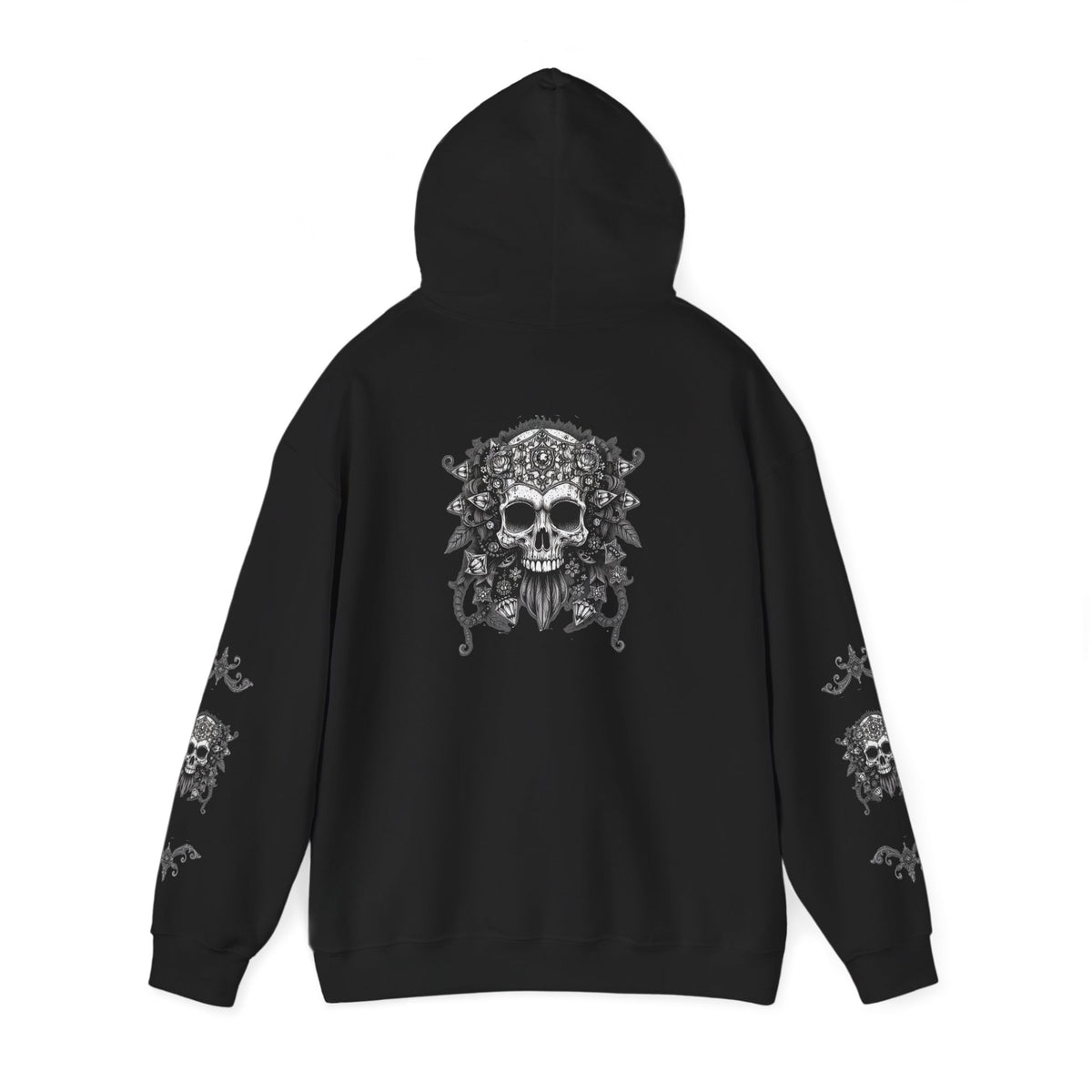 Marijuana Widow "Endangered Skull" Graphic Hoodie - Ink Art Sweatshirt with Front Back Sleeves Graphics - Marijuana Widow