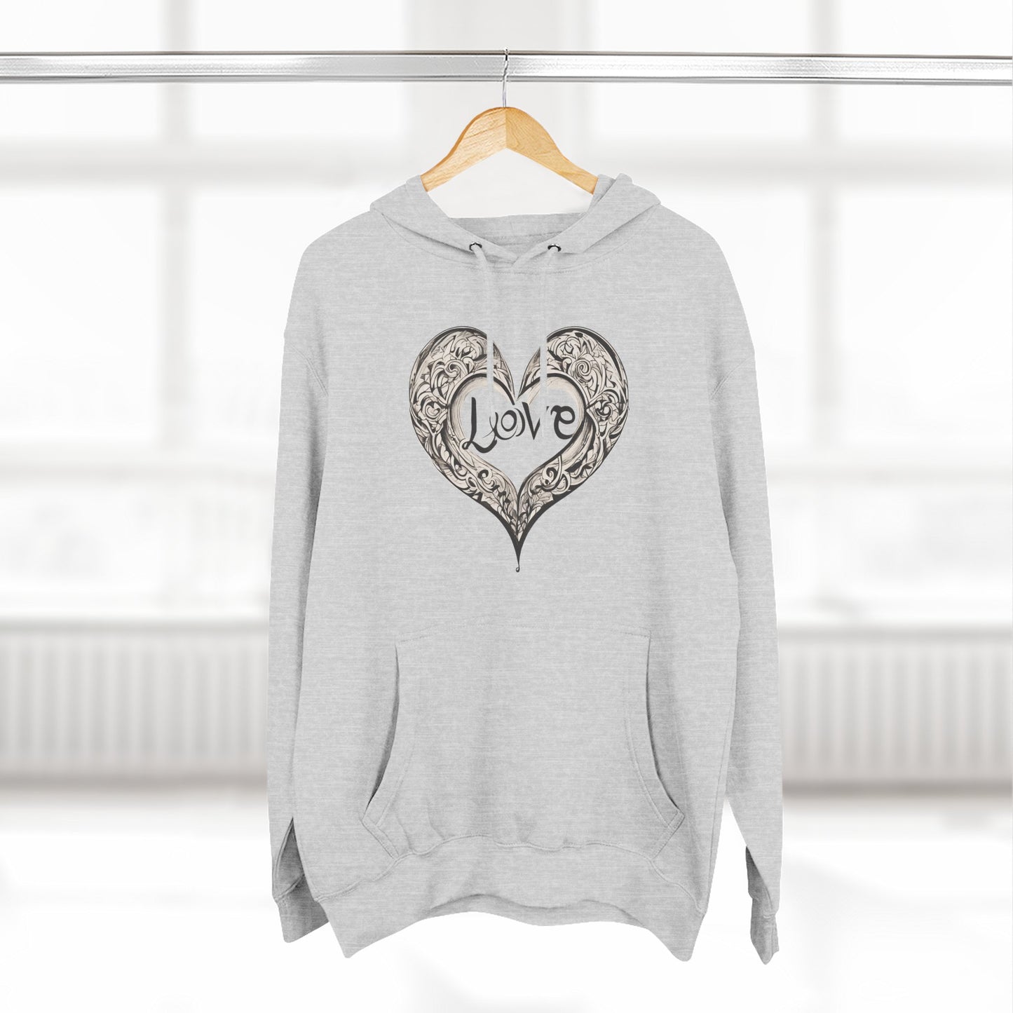 Love Heart Hoodie — Vintage Filigree Heart Pullover - Unisex Hoodie