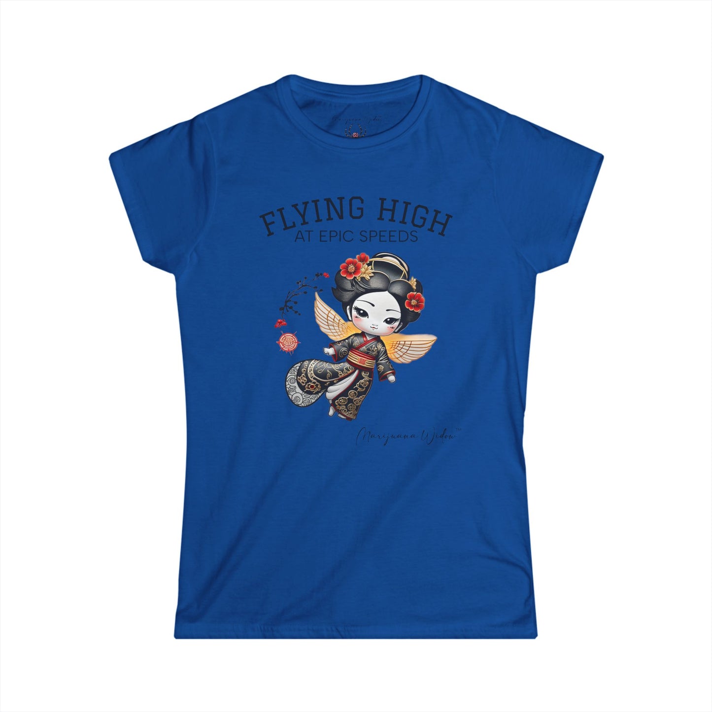 Geisha Angel — Flying High — Floral Kokeshi Doll Women's Tee