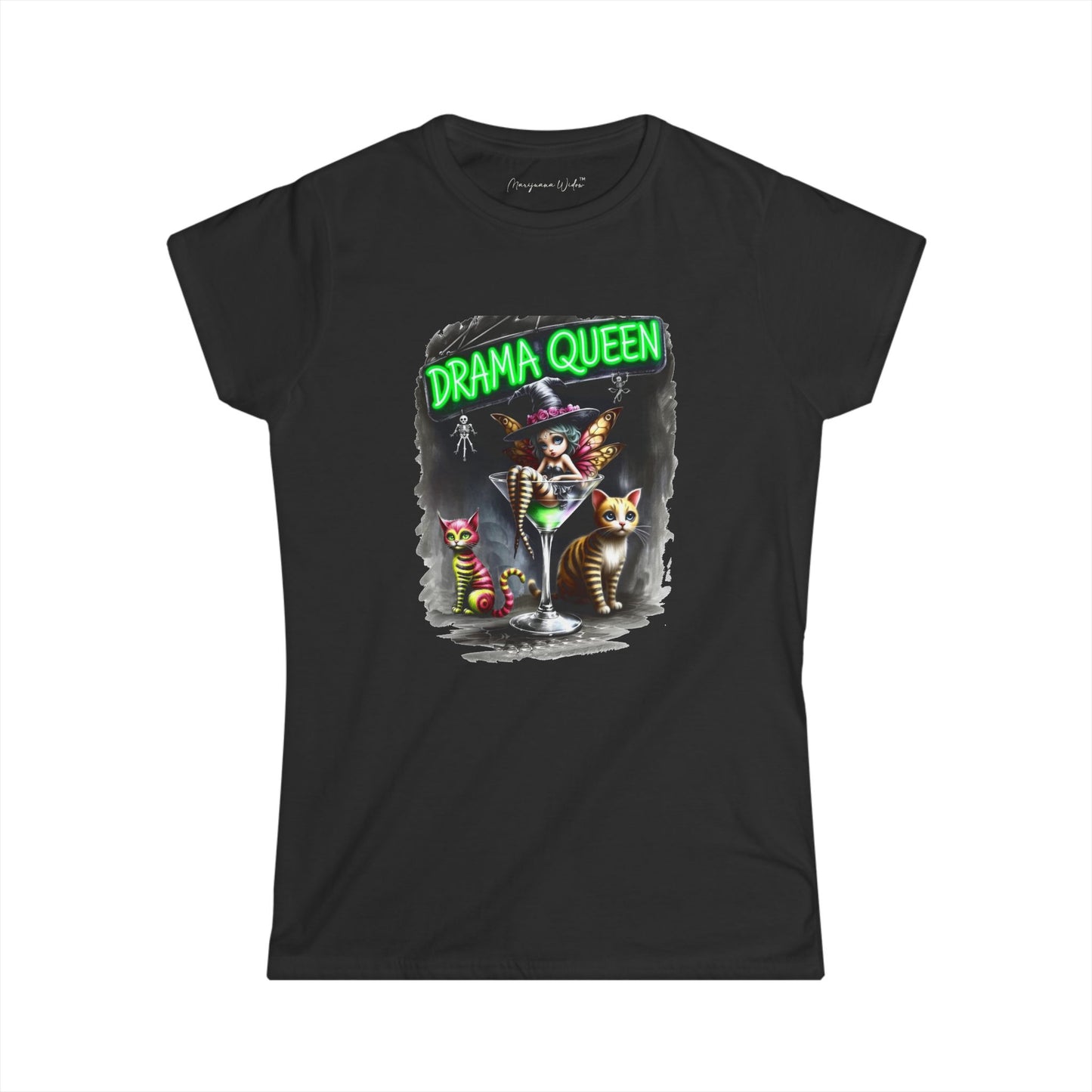 Halloween Fairy - Drama Queen in a Glass - Women's Softstyle Tee - Marijuana Widow