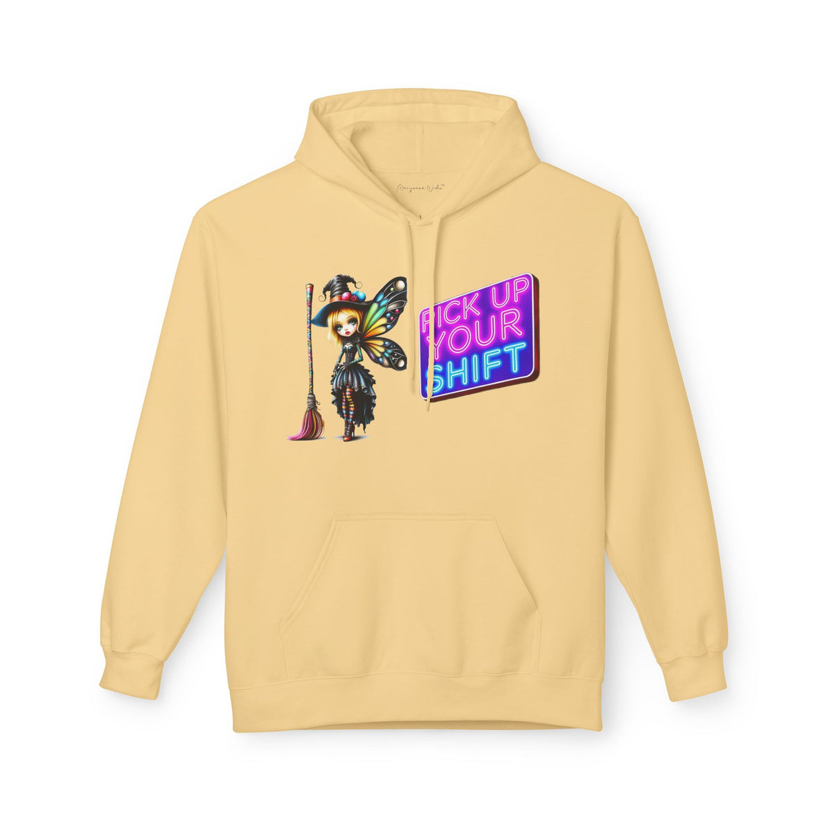 Halloween Fairy - 'Sweep and Ride' - Witch Broom Fairy Graphic Unisex Hoodie - Marijuana Widow