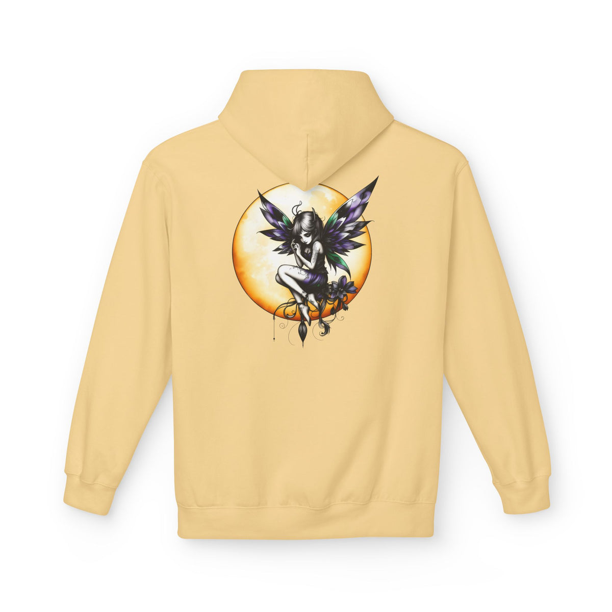 Fairy Moon Hoodie — Girl in the Moon - Fantasy Fairy with Crescent Moon Graphic