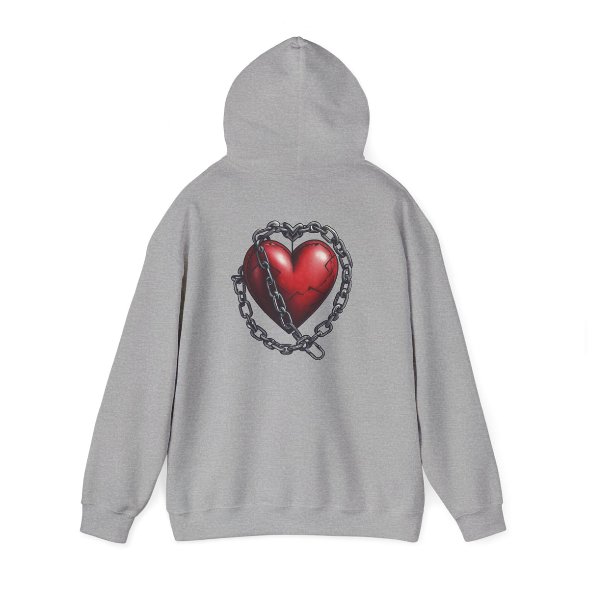 Broken Heart Locked in Chain Hoodie – Gothic Red Heart Graphic Unisex Sweatshirt - Marijuana Widow