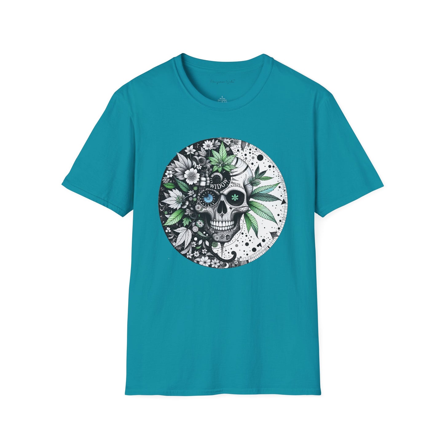 Skull Floral Tee — 'Widow' Botanical Day of the Dead Graphic Unisex Soft T-Shirt