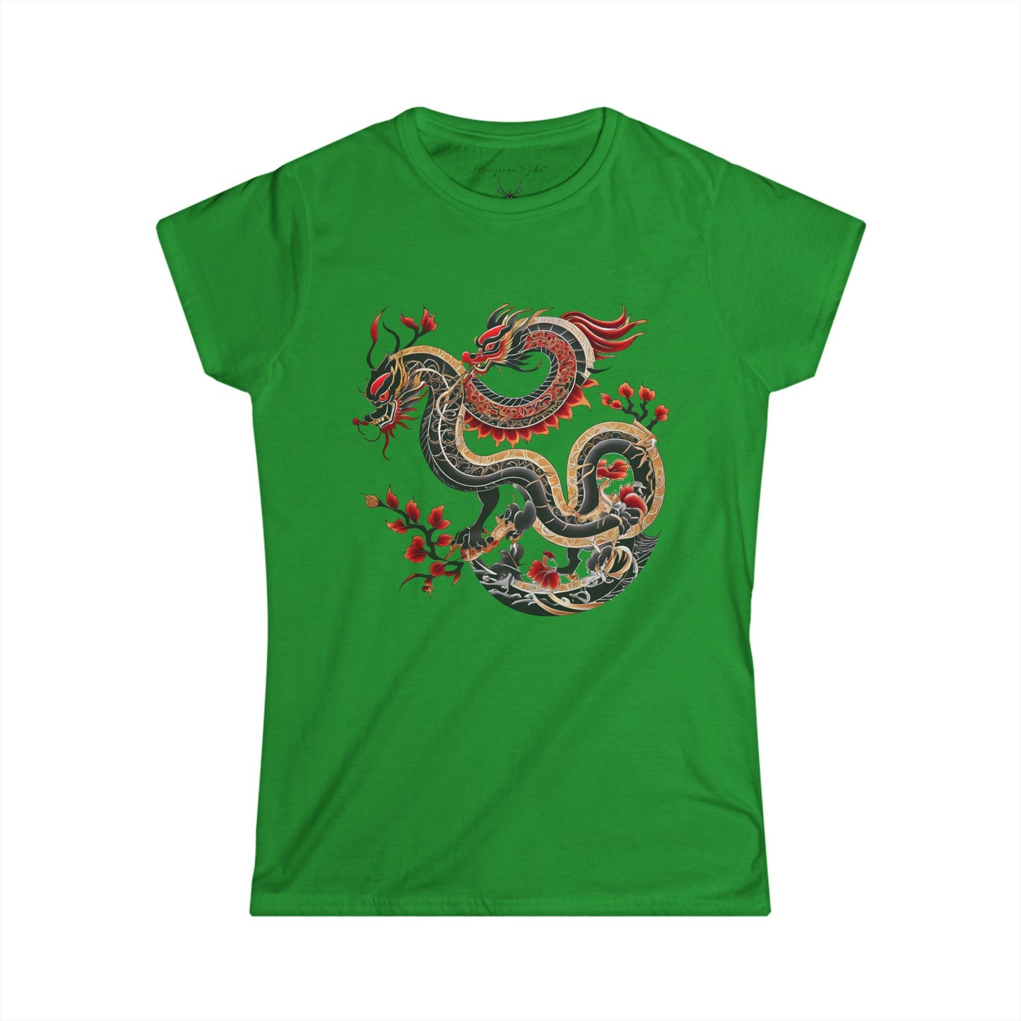 Dragon Floral Women's Tee — Vintage Eastern Serpent Graphic Shirt