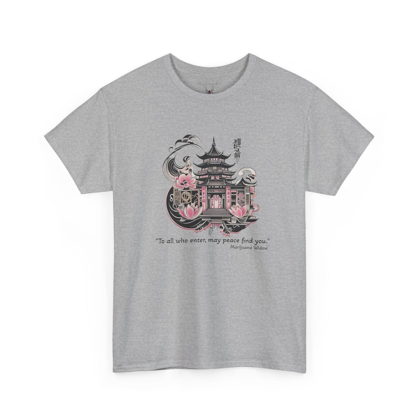 Japanese Temple Sakura T‑Shirt — Pagoda with Cherry Blossoms - Unisex T-Shirt