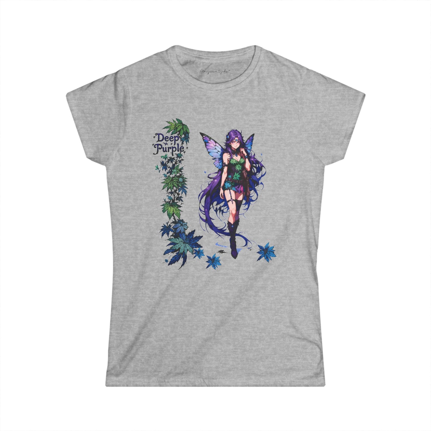 Deep Purple - Fairy Anime T-Shirt — Purple Winged Fairy Illustration