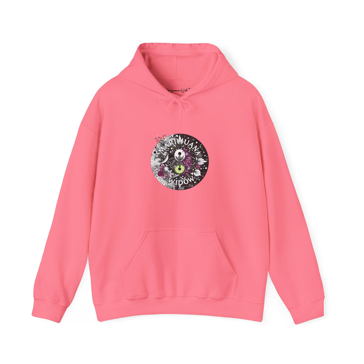 Angel Wings - Floral Skull Raven Hoodie — Gothic Boho Wings Pullover Front and Back Graphic - Marijuana Widow