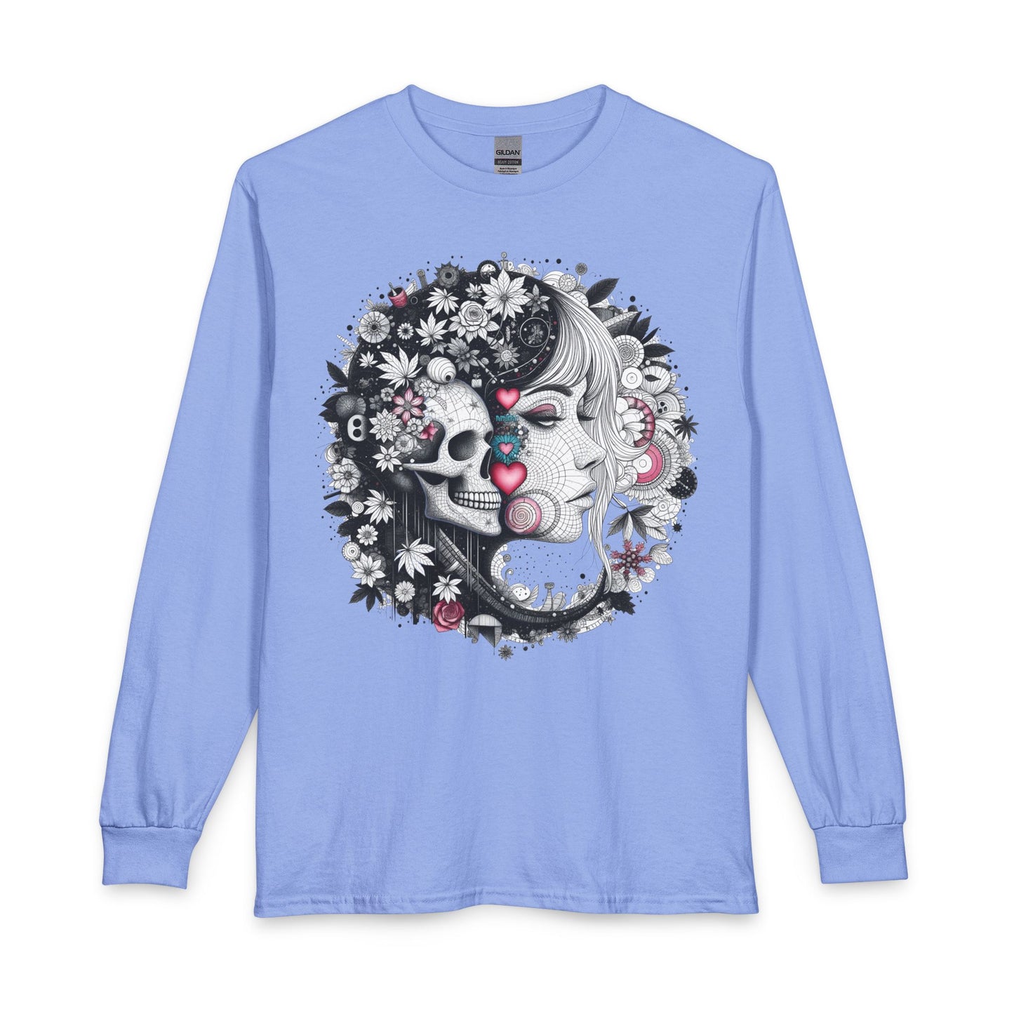 Skull & Mary Floral Long Sleeve Tee — Day of the Dead Romance