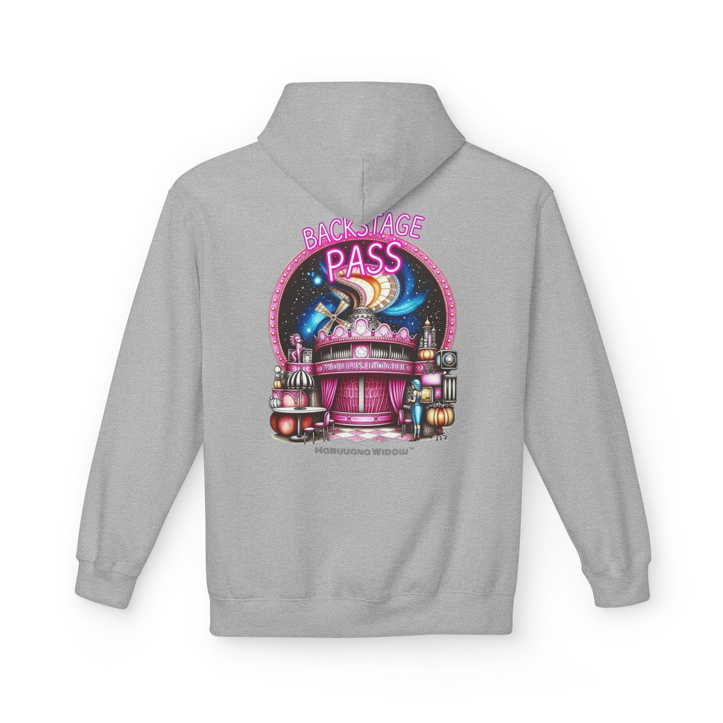 Backstage Pass Hoodie - Boozy Fairy - Neon Burlesque Theater Graphic Unisex Pullover - Marijuana Widow