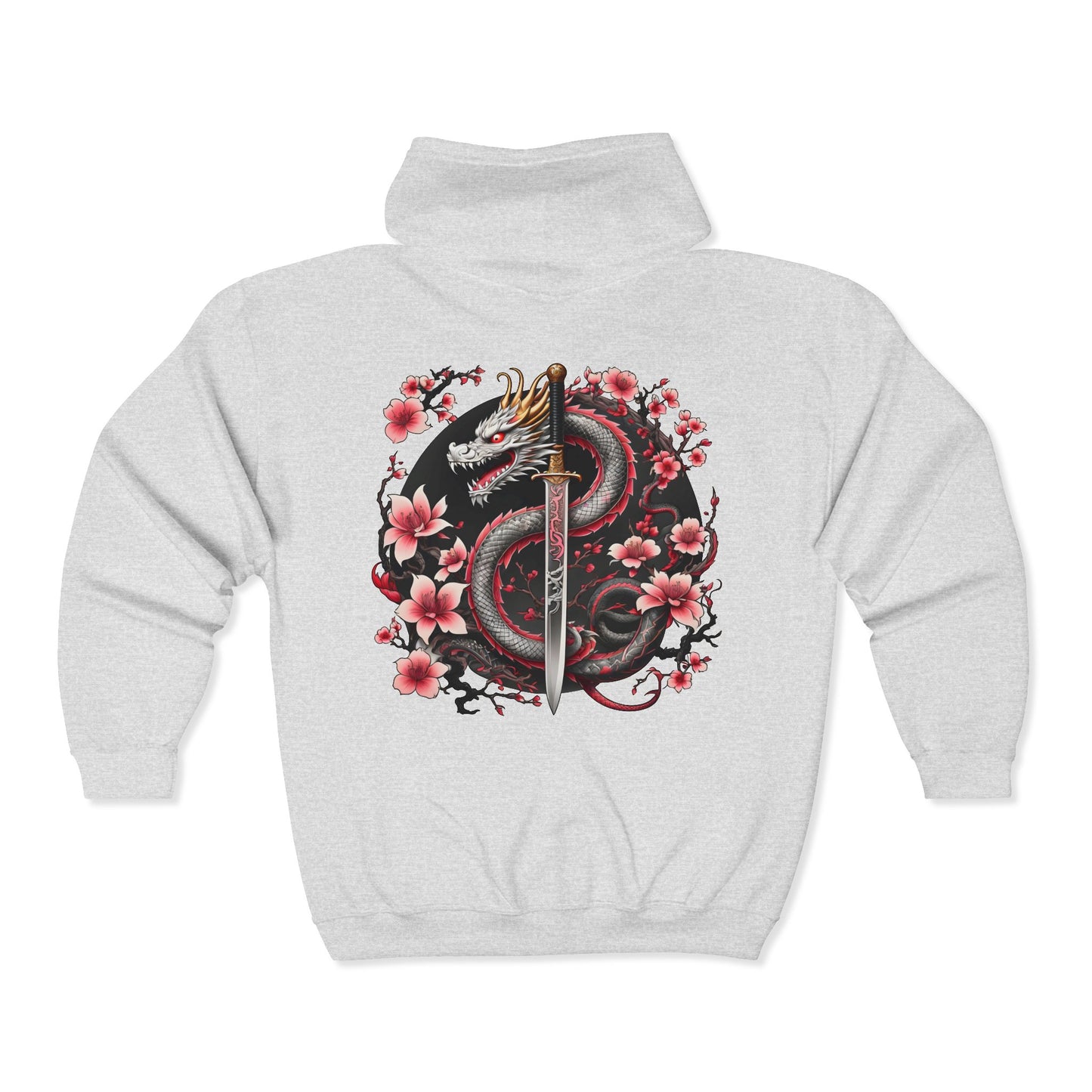 Black Dragon, Black Moon - Dragon Dagger Zip Hoodie – Sakura Sword Back Graphic