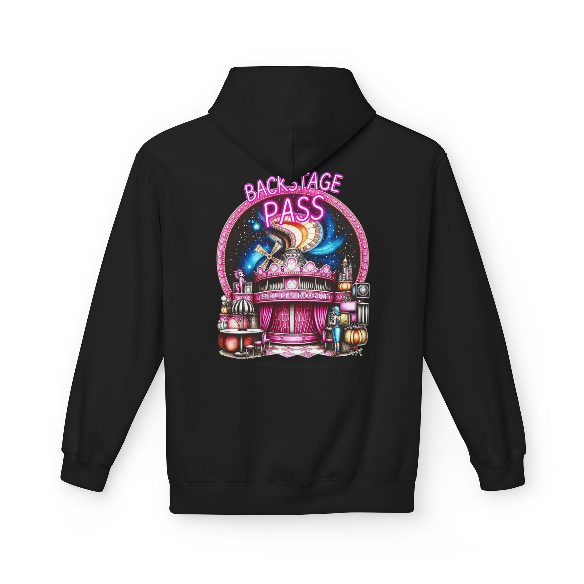 Backstage Pass Hoodie - Boozy Fairy - Neon Burlesque Theater Graphic Unisex Pullover - Marijuana Widow