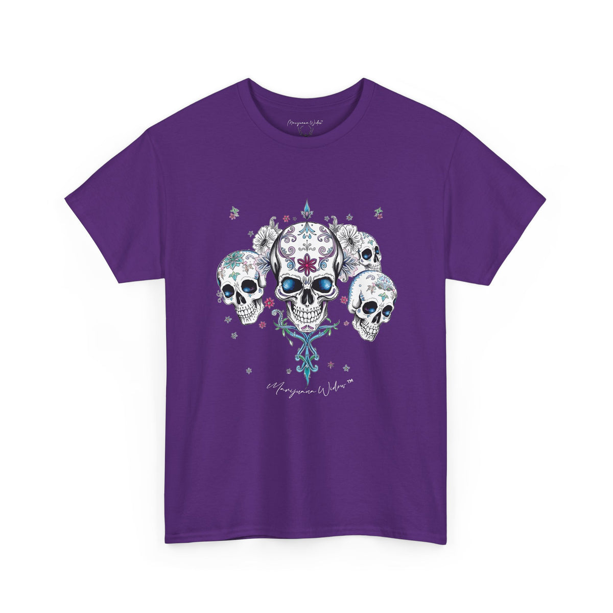 Dia de Los Muertos - Skulls - Blue Pink Green - Unisex T-shirt - Marijuana Widow