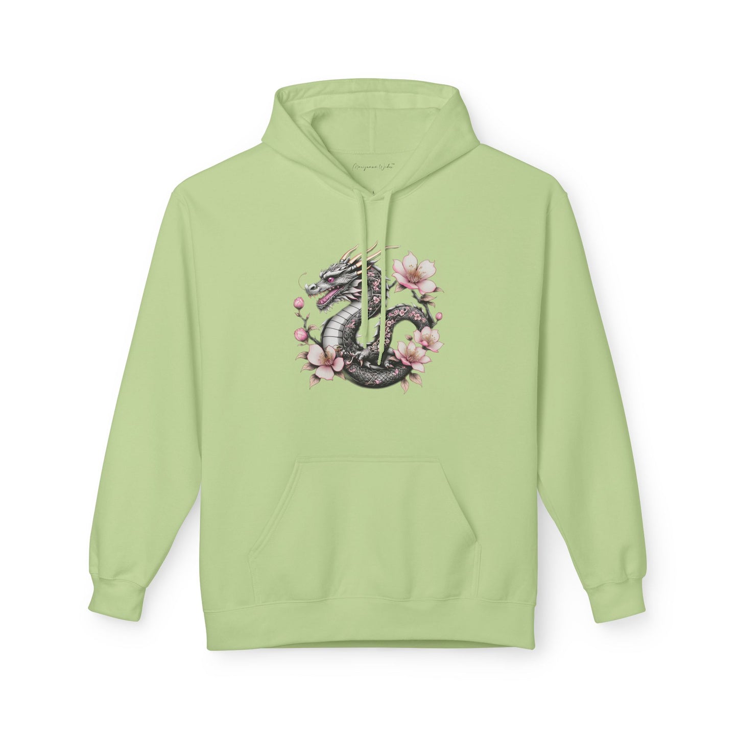 Asian Influence - Floral Dragon Hoodie – Watercolor Sakura Yin-Yang Design - Unisex Sweatshirt